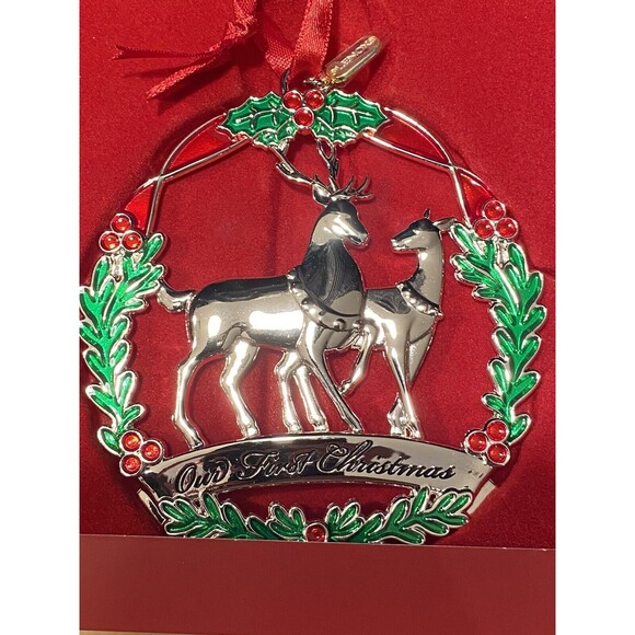 Lenox Our First Christmas Deer Wreath Ornament New In Box christmas ornament - Picture 5 of 6